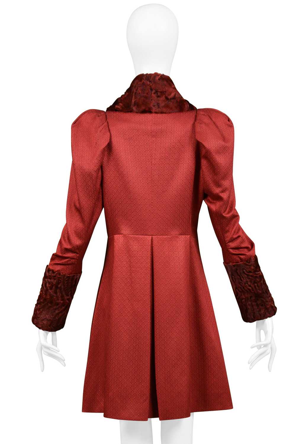 JOHN GALLIANO BURGUNDY RED COAT WITH CURLY LAMB C… - image 5