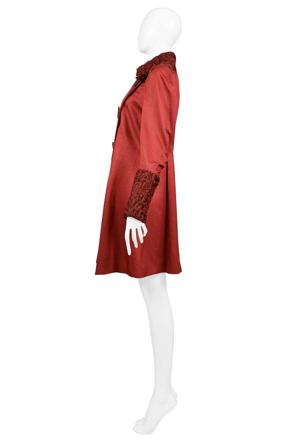 JOHN GALLIANO BURGUNDY RED COAT WITH CURLY LAMB C… - image 6