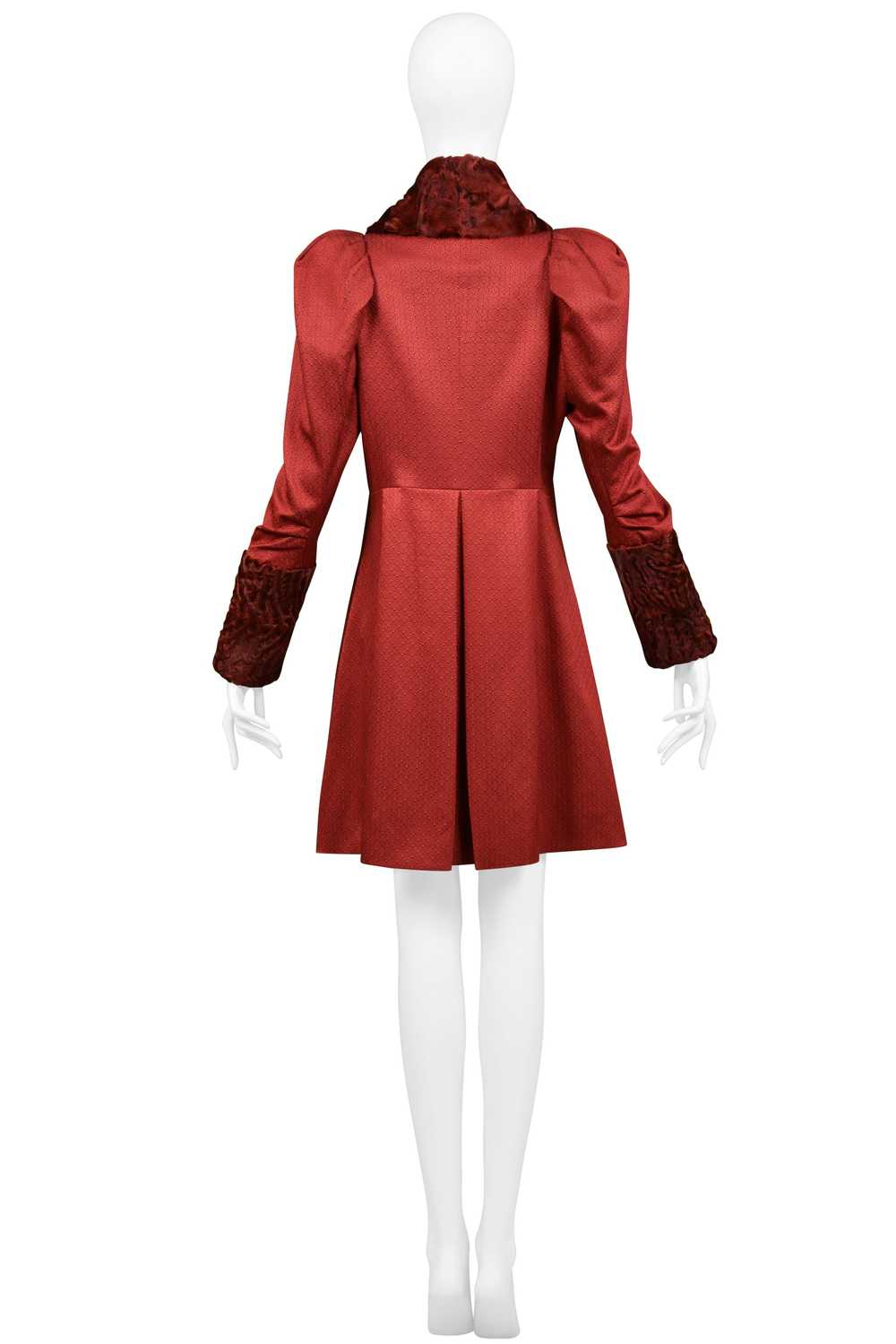 JOHN GALLIANO BURGUNDY RED COAT WITH CURLY LAMB C… - image 7