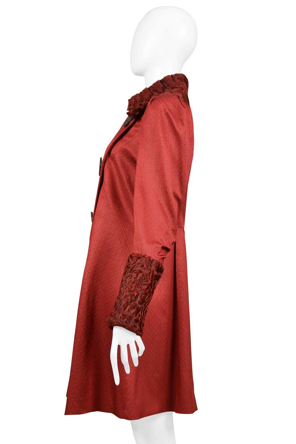 JOHN GALLIANO BURGUNDY RED COAT WITH CURLY LAMB C… - image 8