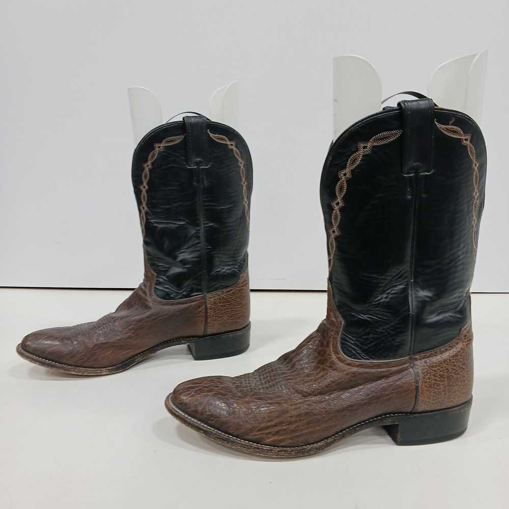 Men's Brown & Black Tony Lama Boots Size 11D - image 2
