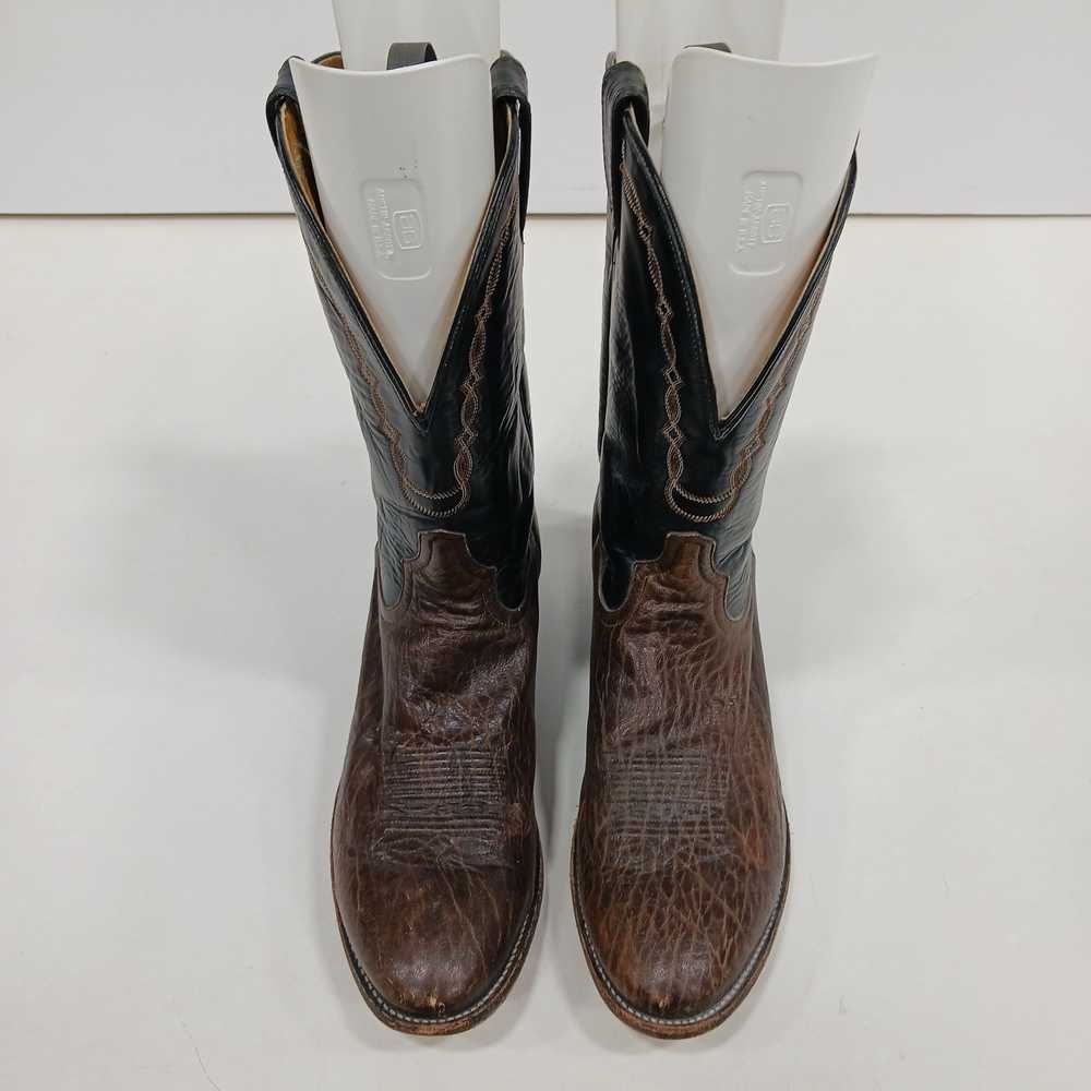 Men's Brown & Black Tony Lama Boots Size 11D - image 3