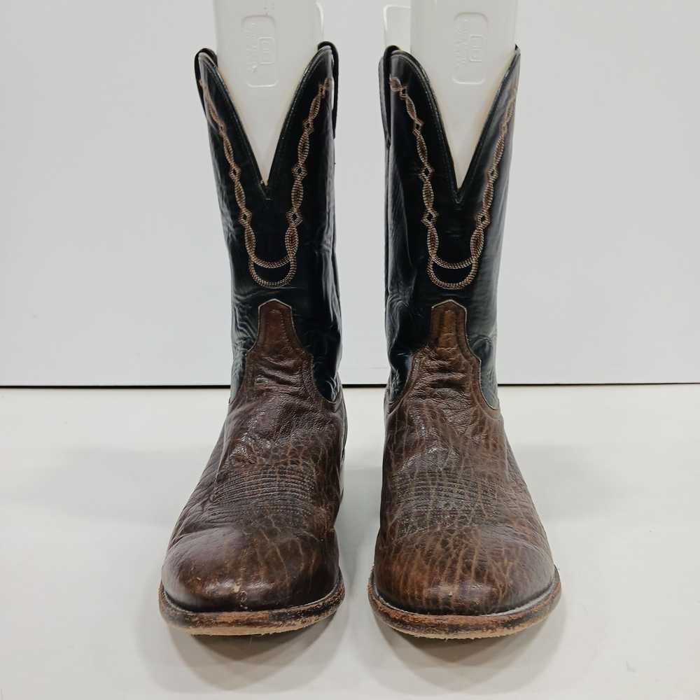 Men's Brown & Black Tony Lama Boots Size 11D - image 4