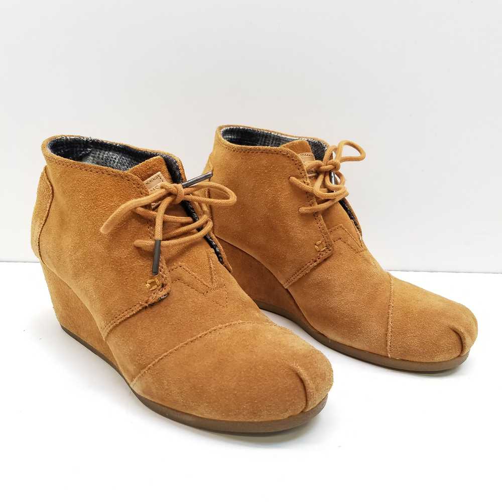 Toms Suede Desert Wedge Taupe 8.5 - image 3