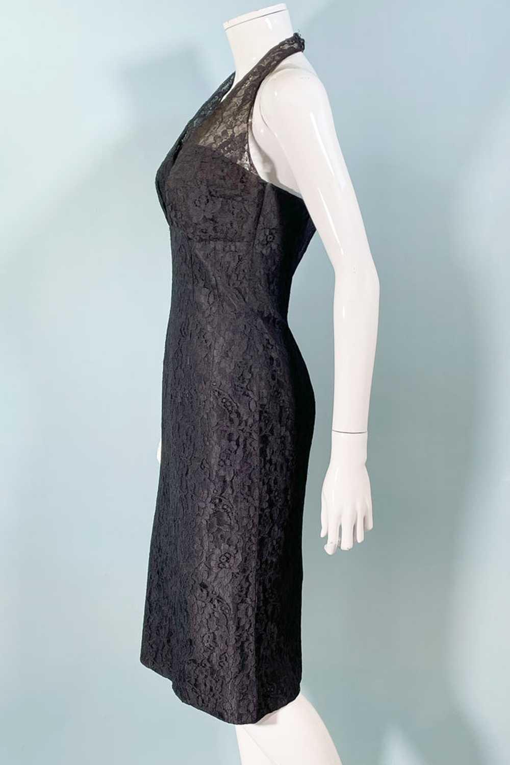 Lilli Diamond Vintage 60s Black Lace Halter Party… - image 10