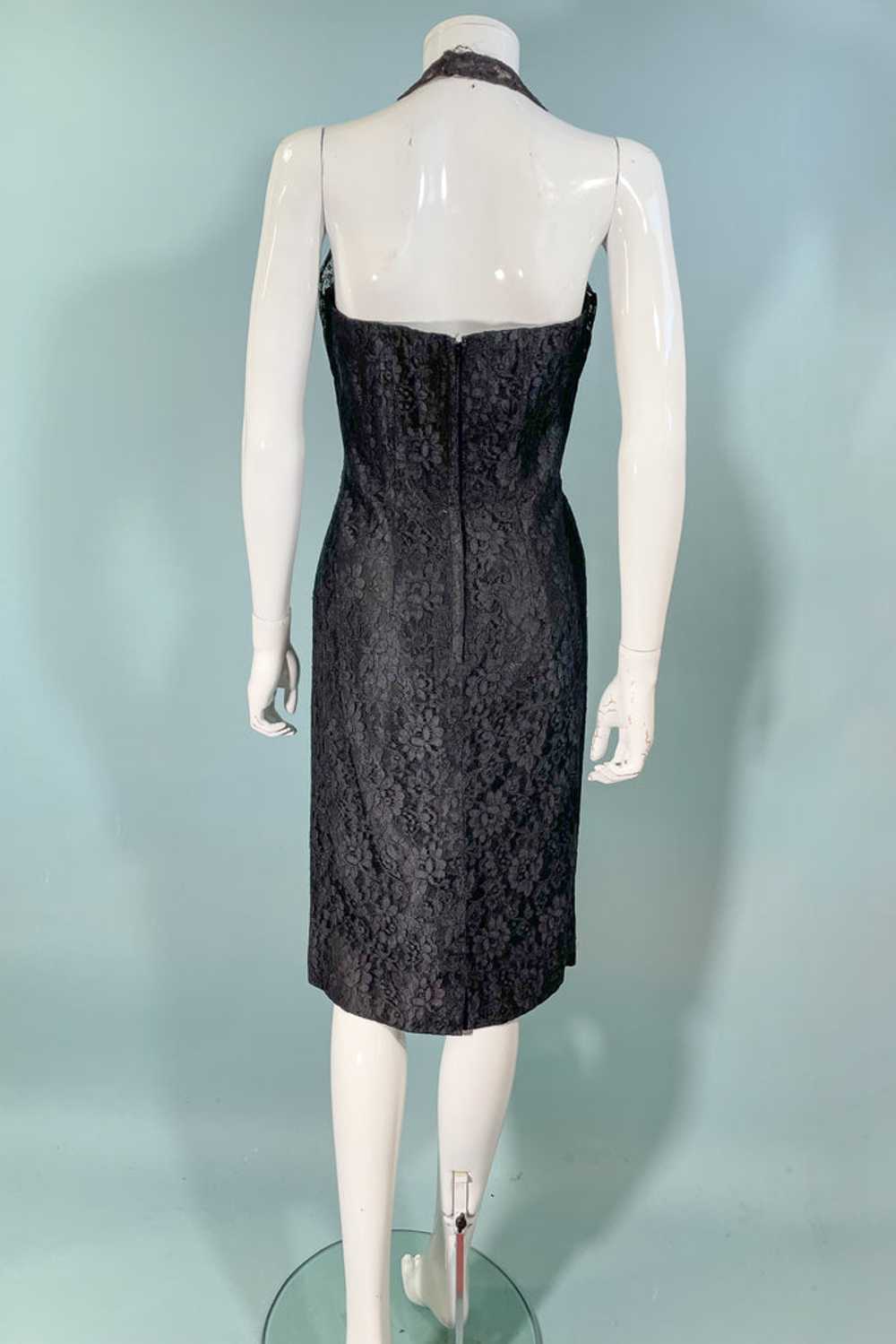 Lilli Diamond Vintage 60s Black Lace Halter Party… - image 11