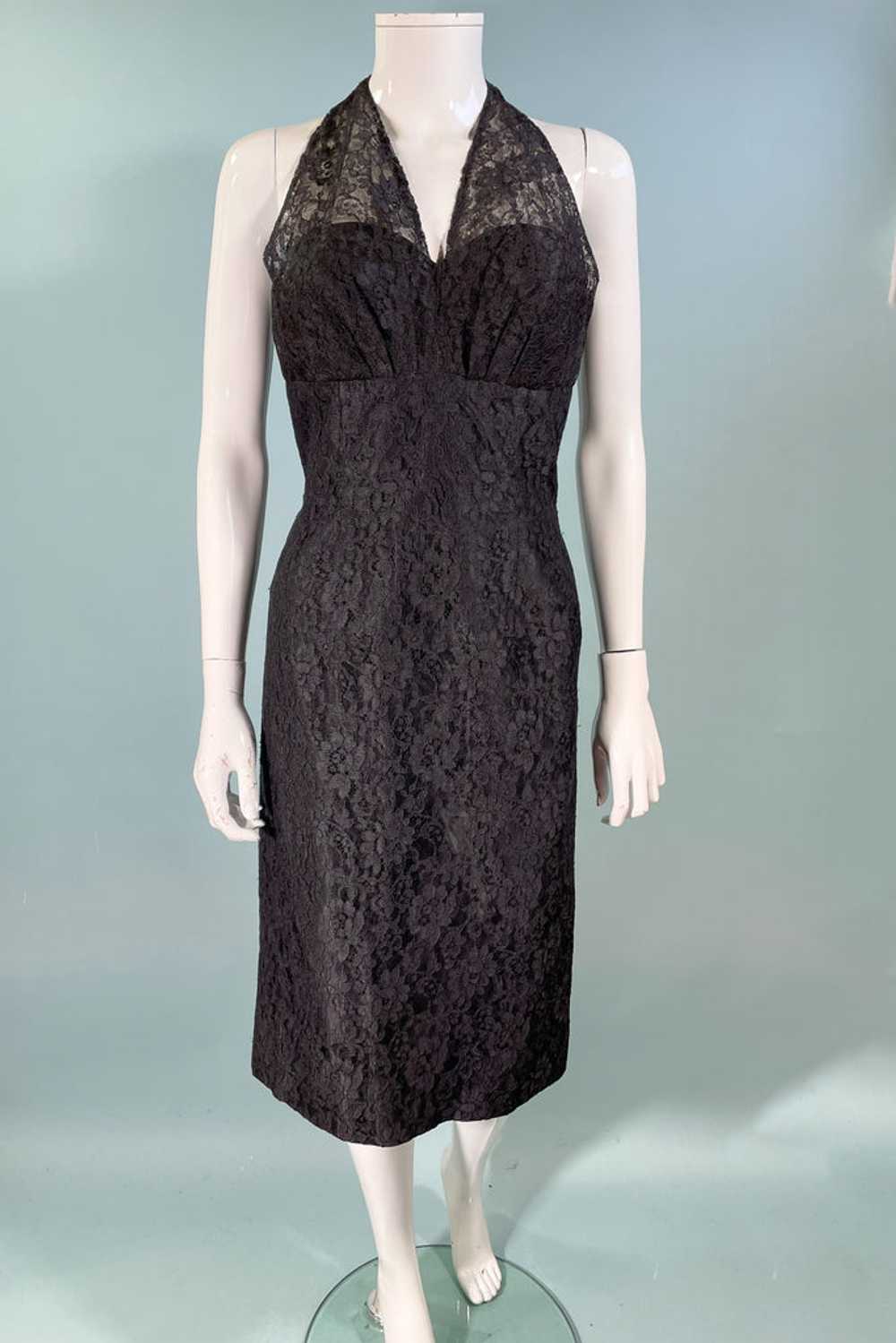 Lilli Diamond Vintage 60s Black Lace Halter Party… - image 5