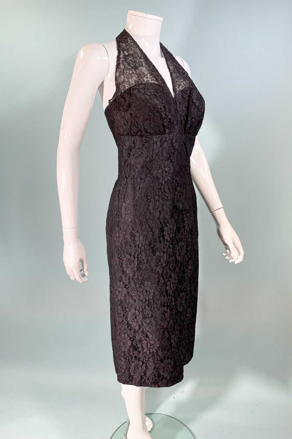 Lilli Diamond Vintage 60s Black Lace Halter Party… - image 8