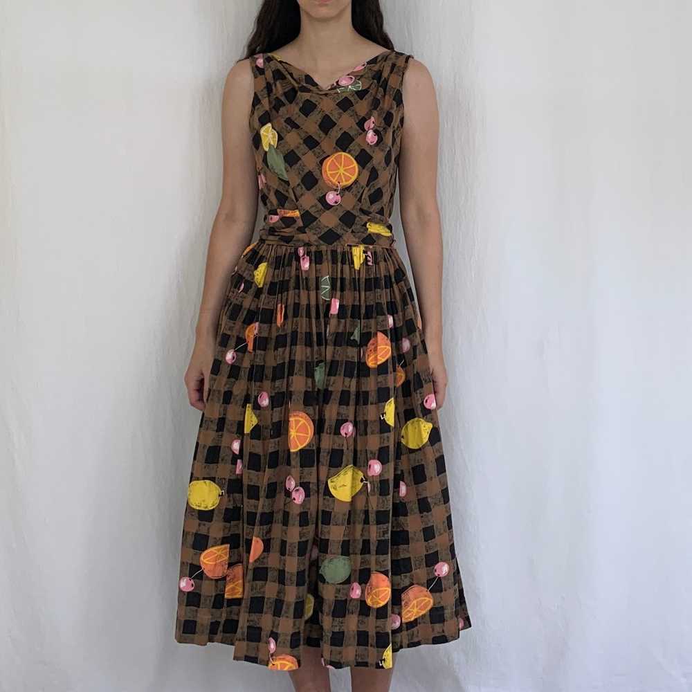 1950s Minx Modes Novelty Fruit Dress | S/M - image 3