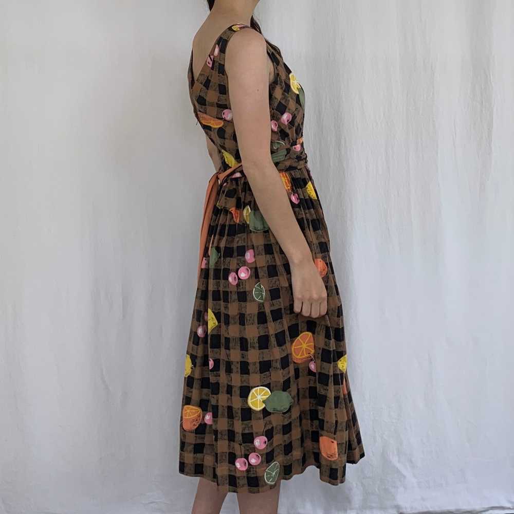 1950s Minx Modes Novelty Fruit Dress | S/M - image 4