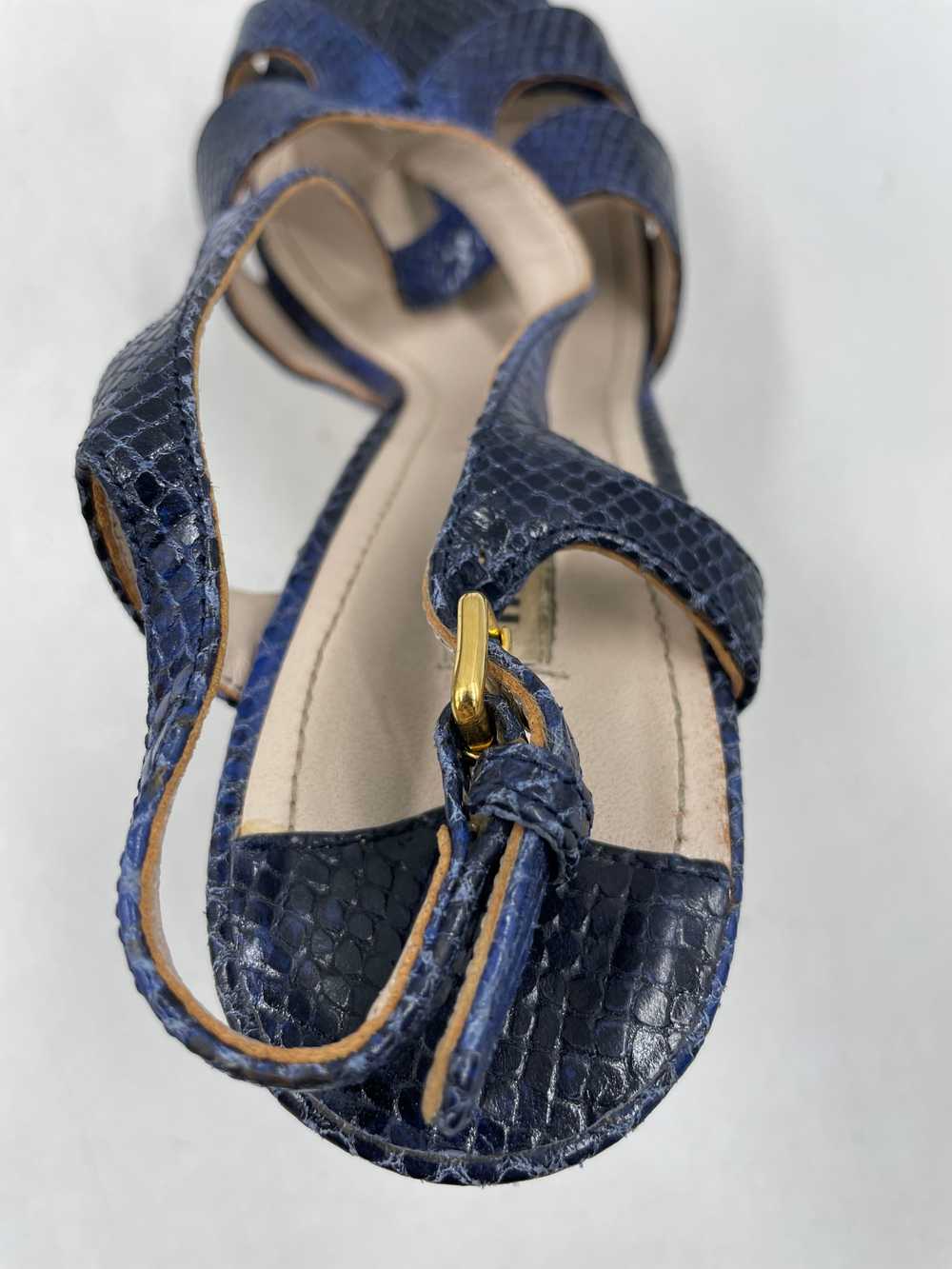 Authentic miu miu Blue Snakeskin Wedge Sandals W … - image 8