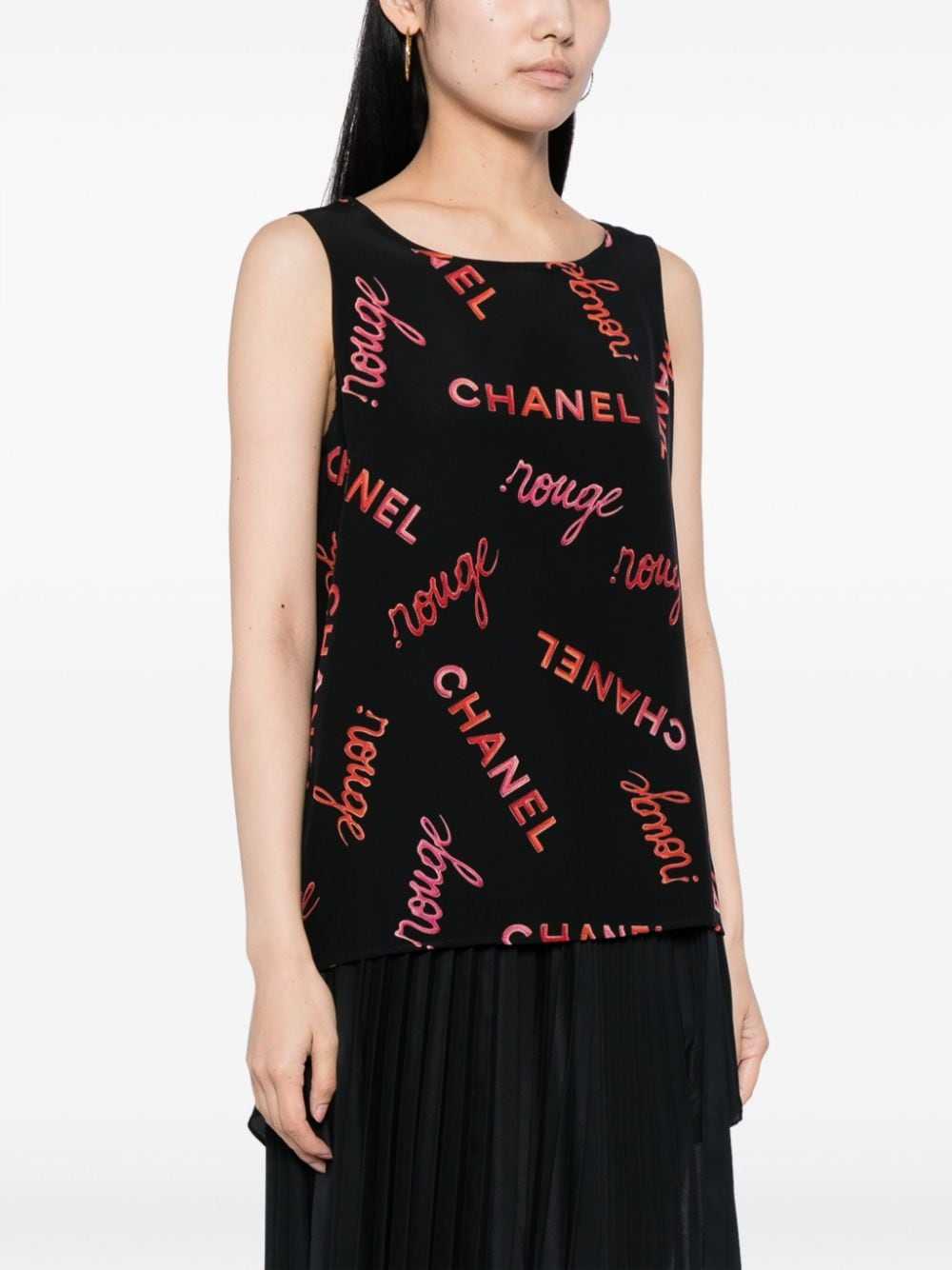 CHANEL Pre-Owned 1990s logo-print silk tank top -… - image 3