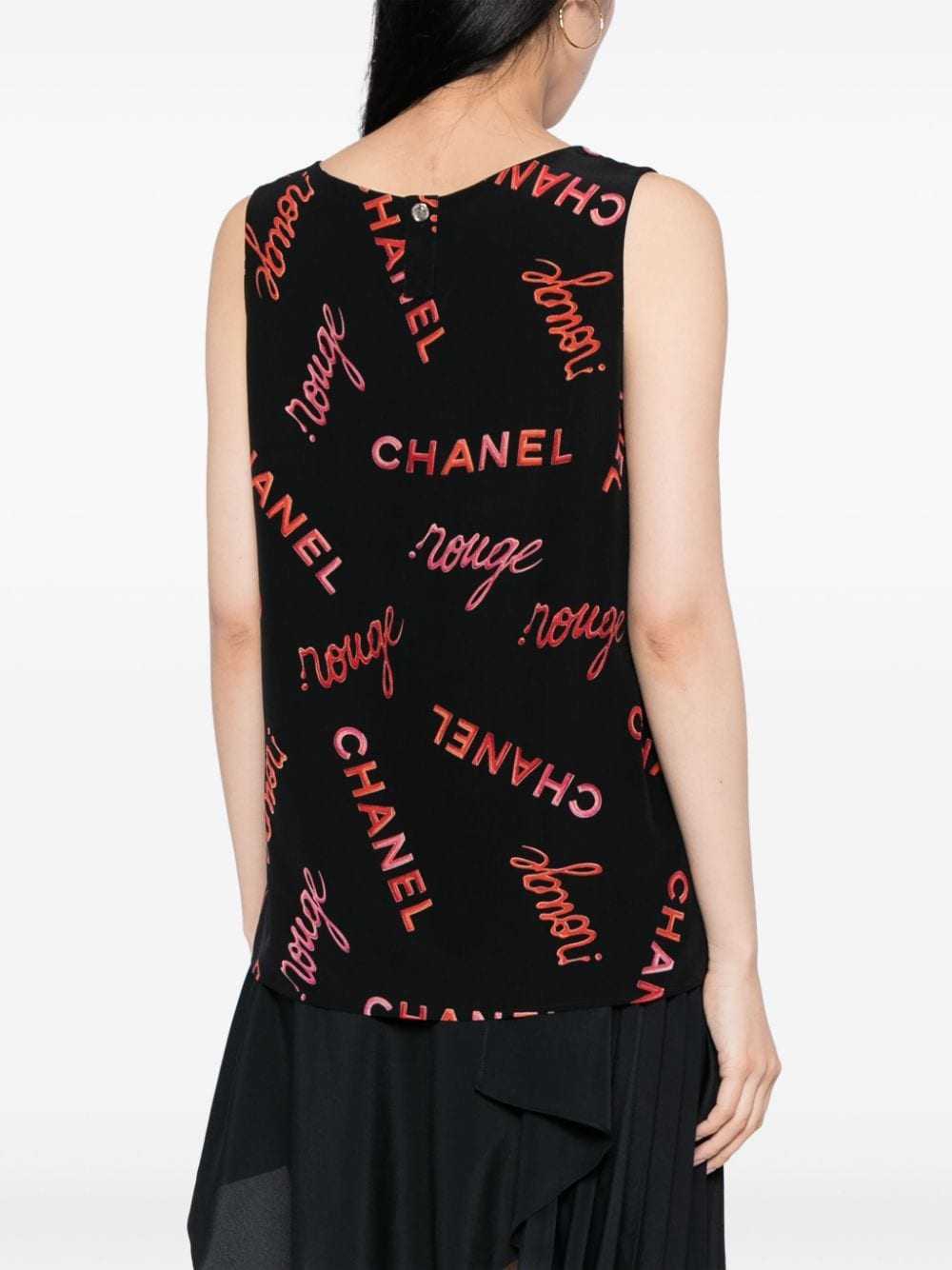CHANEL Pre-Owned 1990s logo-print silk tank top -… - image 4