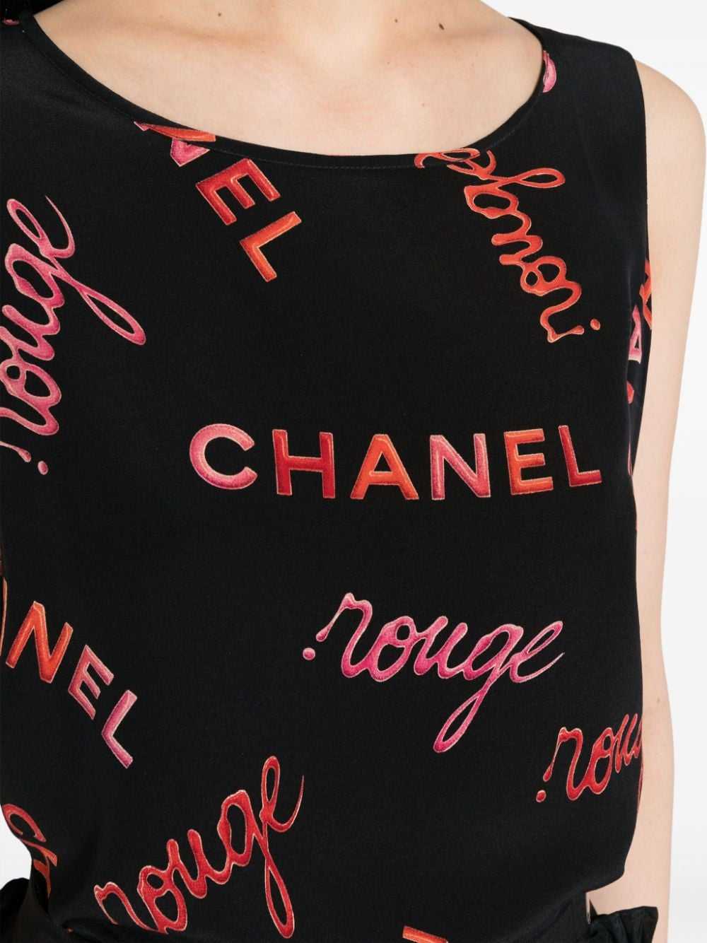 CHANEL Pre-Owned 1990s logo-print silk tank top -… - image 5