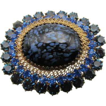 Stunning Made in Austria Blue Speckled Cabochon a… - image 1