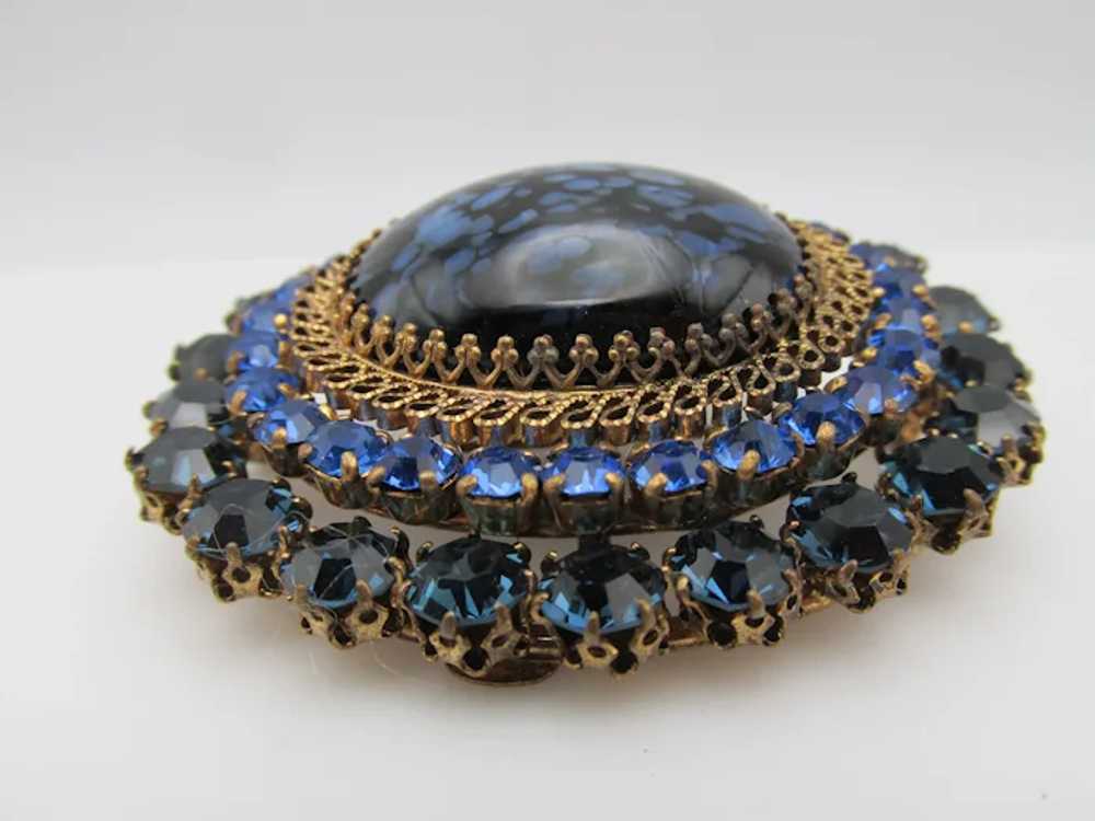 Stunning Made in Austria Blue Speckled Cabochon a… - image 2