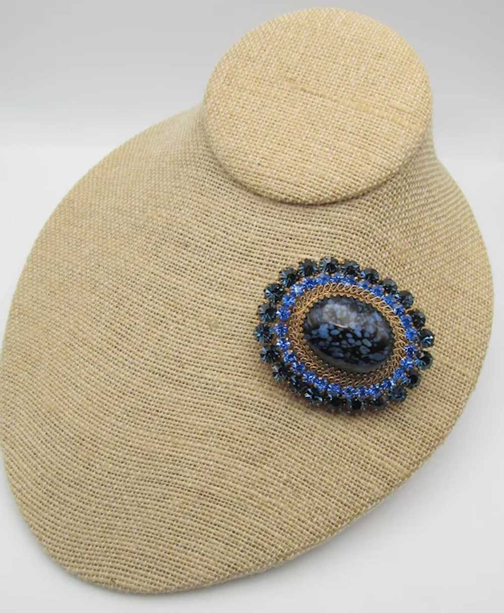 Stunning Made in Austria Blue Speckled Cabochon a… - image 3