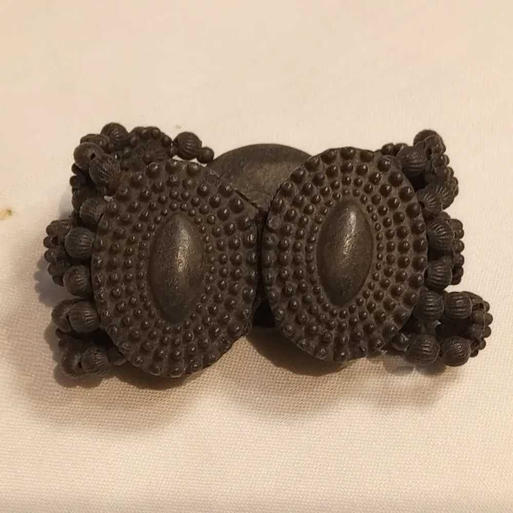 Victorian mourning cameo bracelet black lacquer w… - image 2