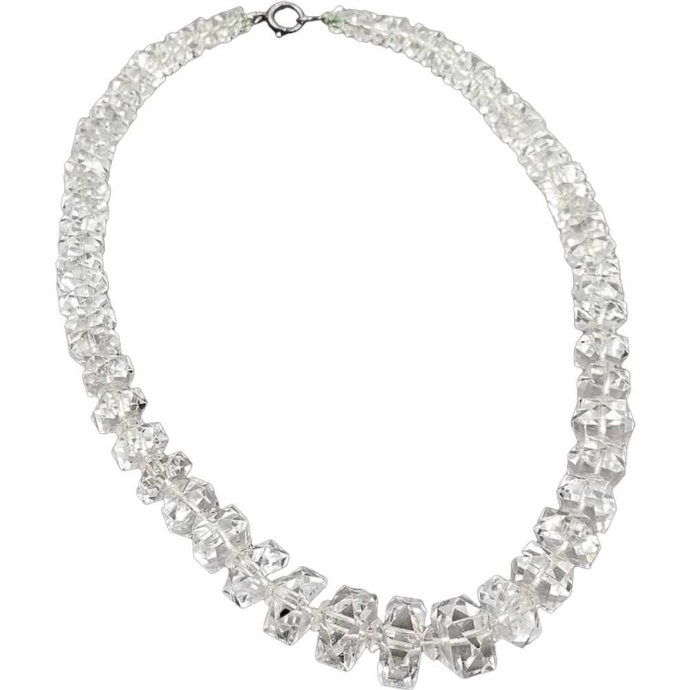 Art Deco Faceted Rock Crystal Graduated Necklace … - image 1