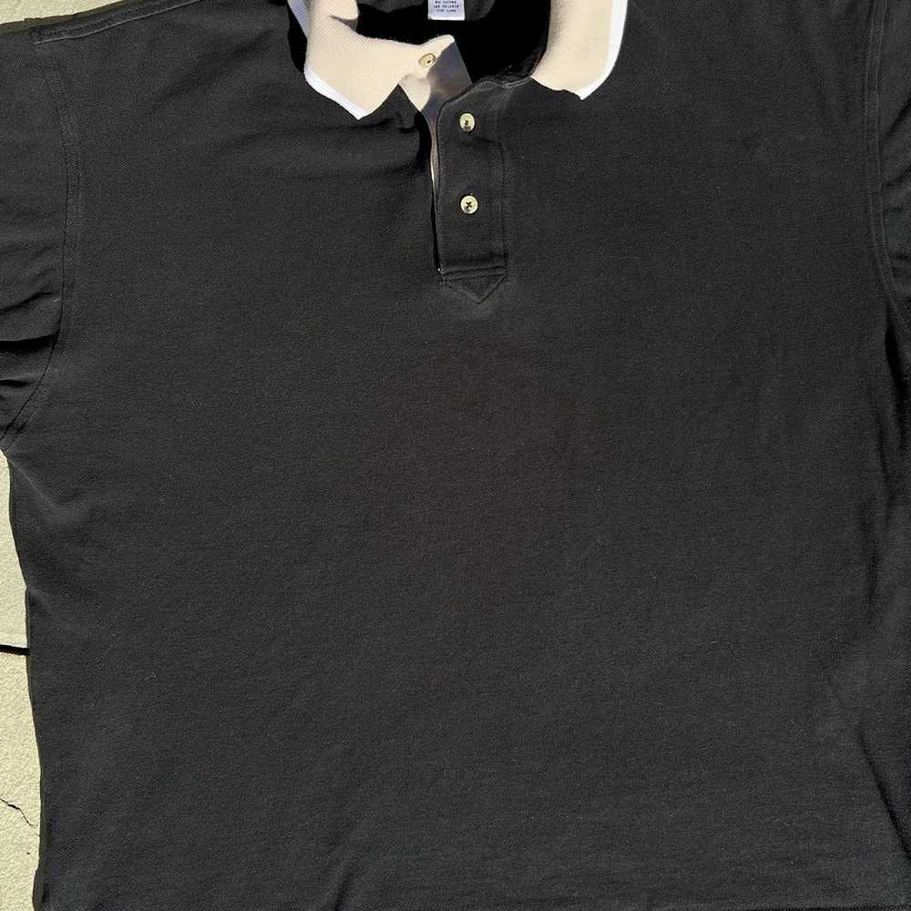 Vintage Vintage 90s Black Polo Shirt Tan/White Co… - image 4