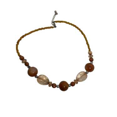 Handmade Handmade Brown and Cream Glass Beaded Nec