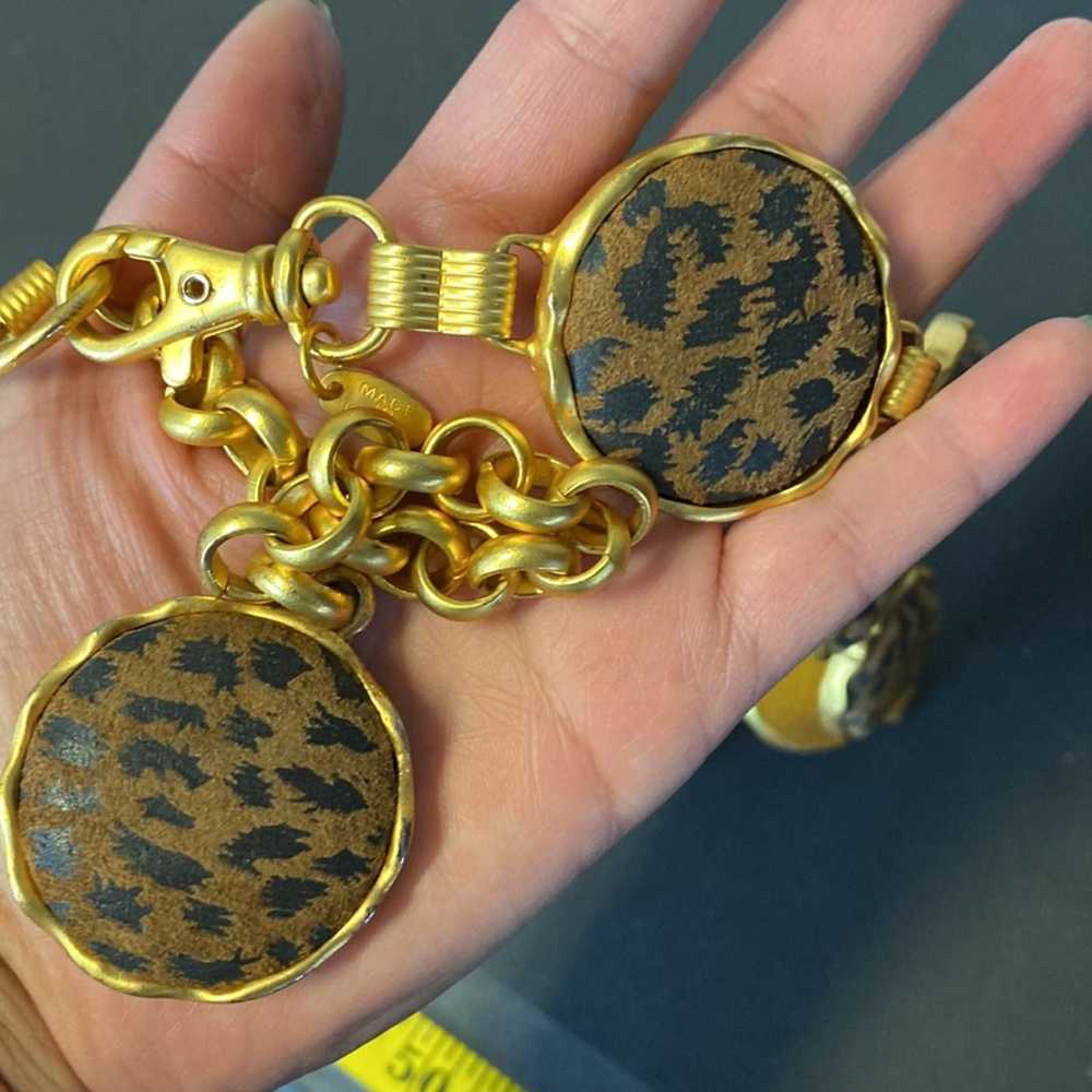 Express Vintage Express gold metal leopard print … - image 3