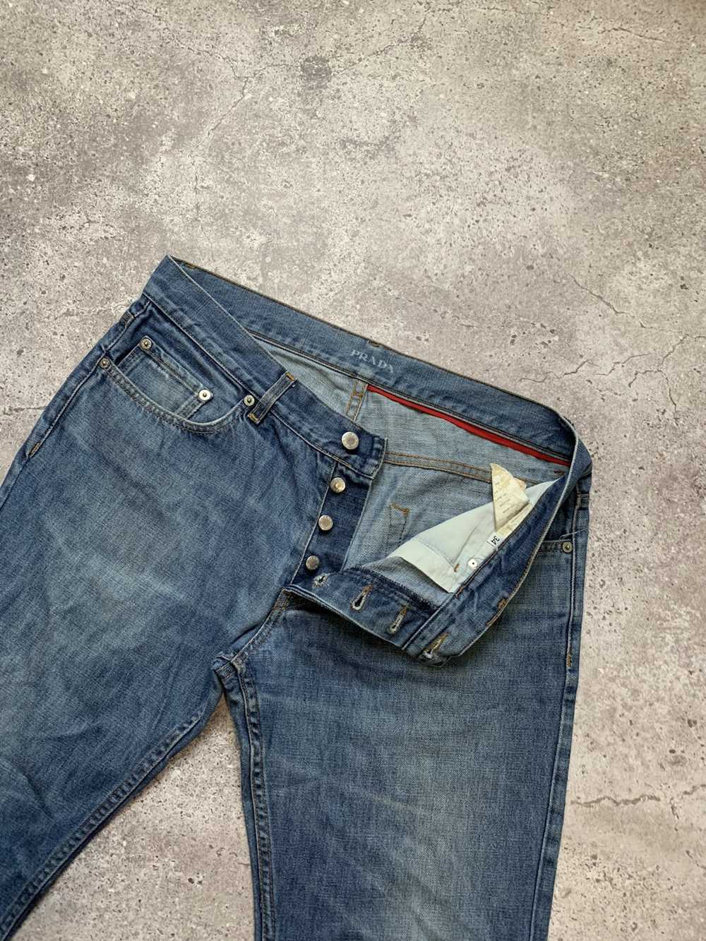 Prada Y2K Prada Blue Denim Faded Button-Fly Jeans - image 6