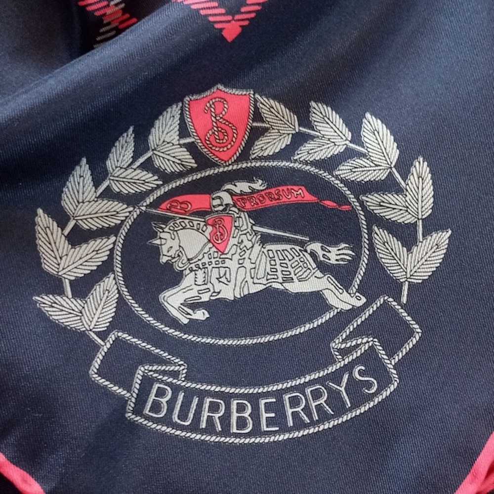 Burberry Vintage Burberrys Silk Scarf Knight Logo… - image 1