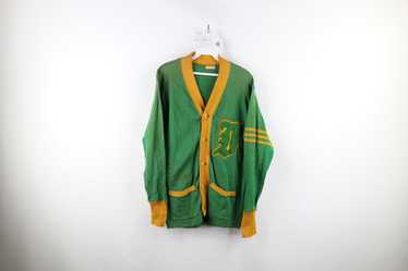 VTG 40s 50s Dehen University Wool Blank Varsity Cardigan Sweater