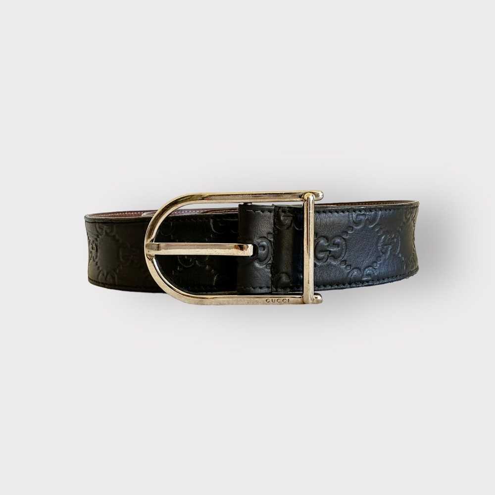 Gucci Gucci Belt Leather Monogram Guccissima Blac… - image 1