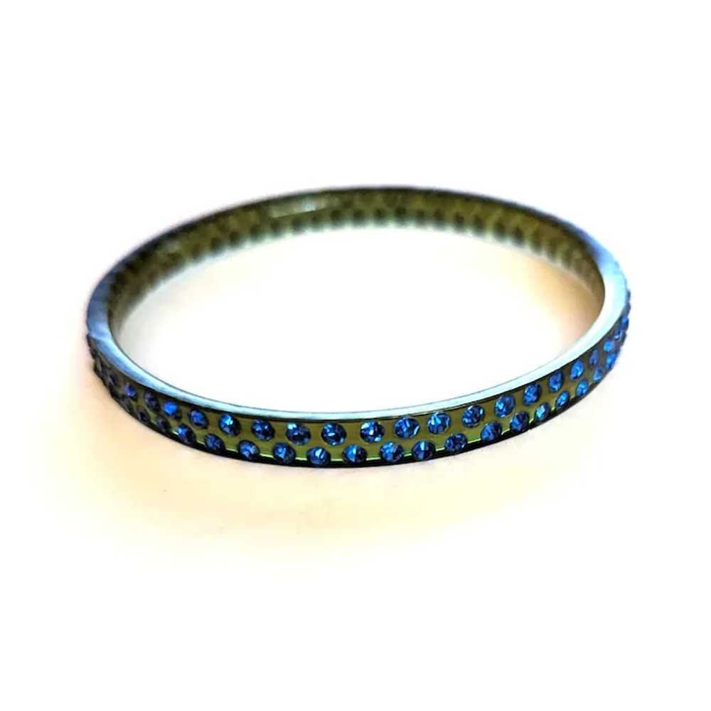 Celluloid and Rhinestones Green Blue Amber Bracel… - image 5