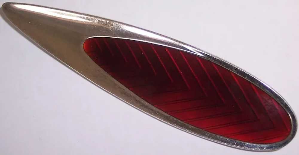 Meka Denmark Sterling Red Guilloche Enamel Abstra… - image 2