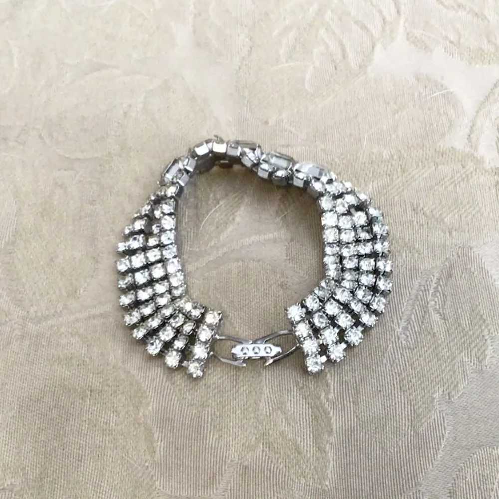 Silver Tone Clear Sparkling Four Row Rhinestone B… - image 4