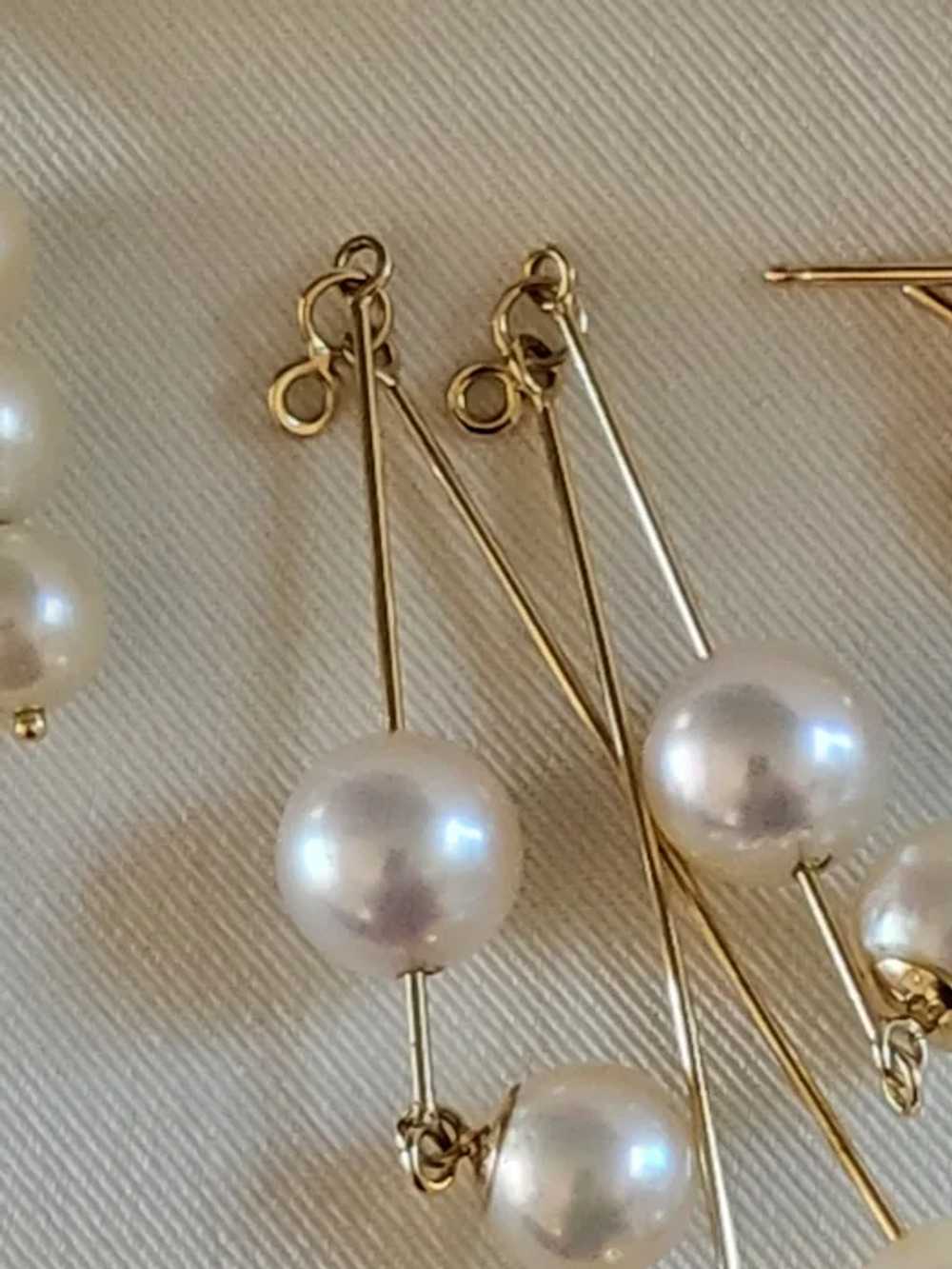 14K Gold Cultured Pearl Dangle Earrings with Jack… - image 10