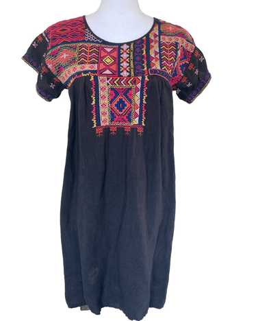 Johnny Was Black Linen Embroidered Tunic, XS