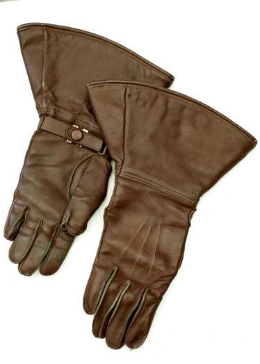 Vintage Brown Leather Motorcycle Gauntlet Gloves