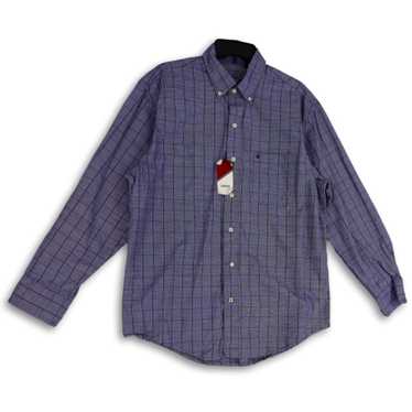 IZOD NWT Mens Blue Check Long Sleeve Collared Fro… - image 1