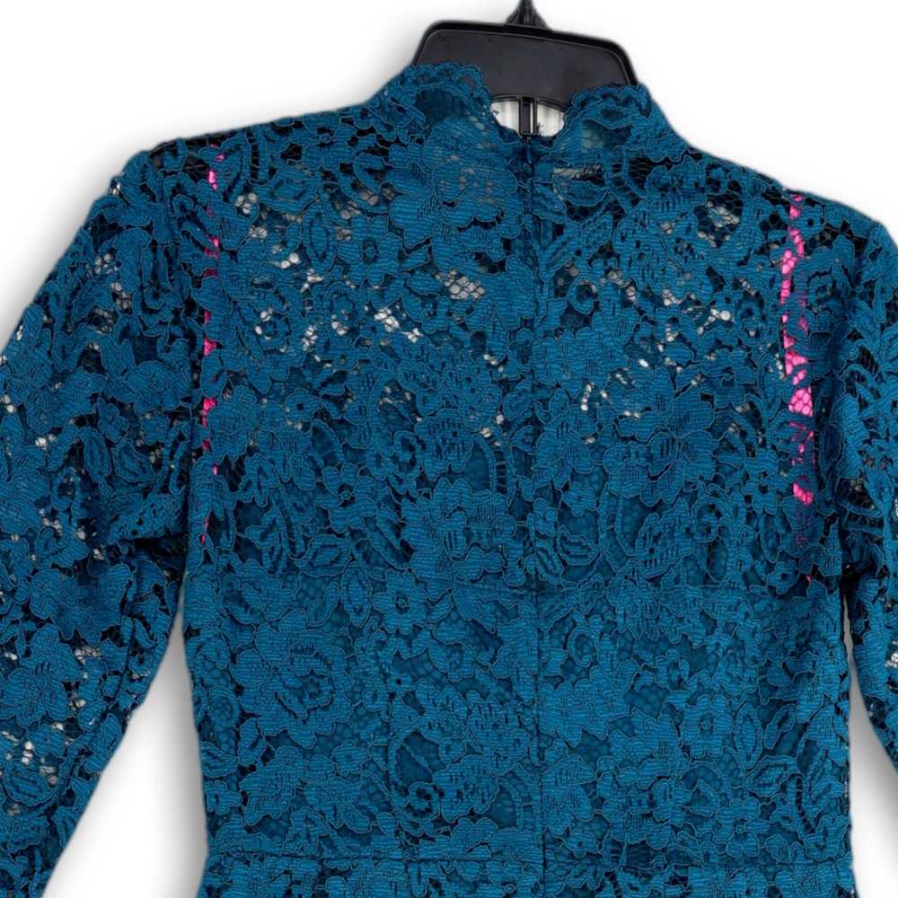 Betsey Johnson Womens Blue Floral Lace Long Sleev… - image 1
