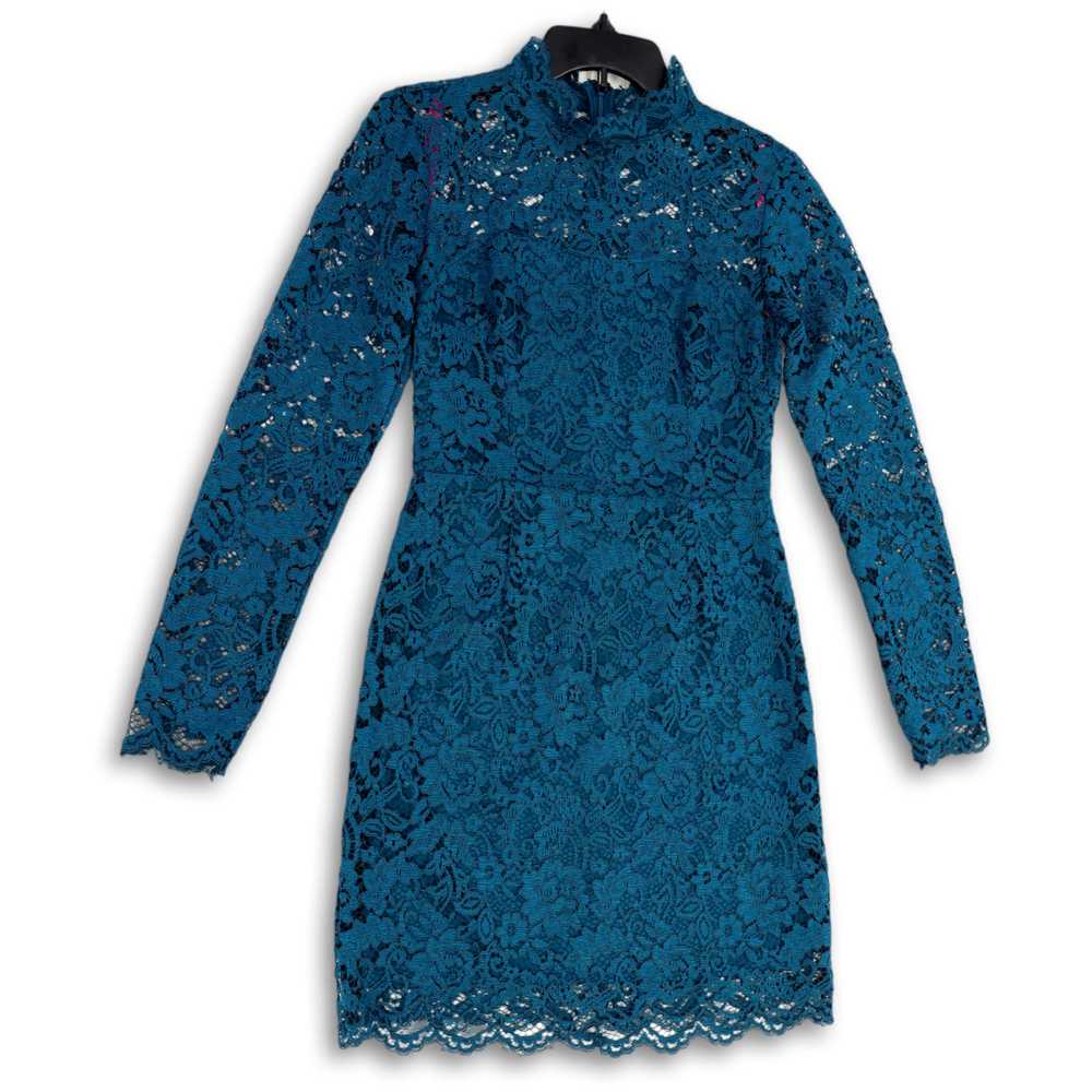 Betsey Johnson Womens Blue Floral Lace Long Sleev… - image 4