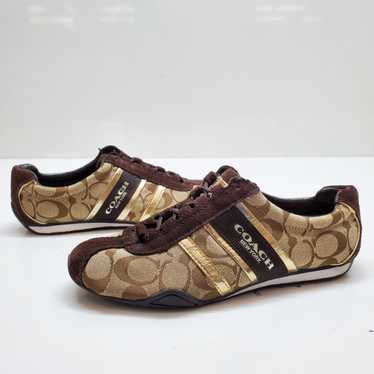 WOMENS COACH NEW YORK CANVAS PRINTED BROWN SNEAKE… - image 1