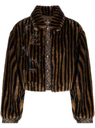 Fendi Pre-Owned Pequin-striped faux-fur jacket - … - image 1