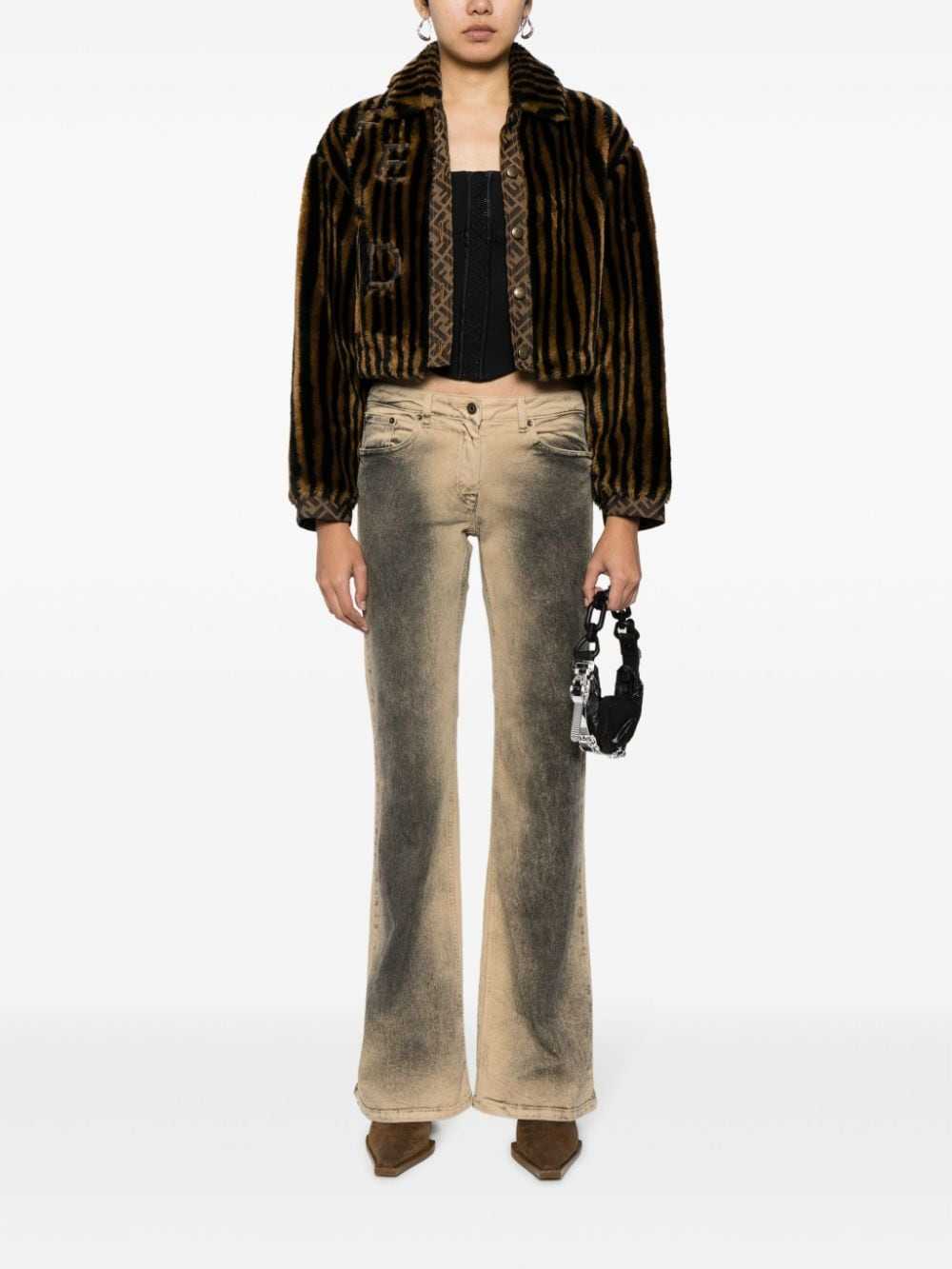Fendi Pre-Owned Pequin-striped faux-fur jacket - … - image 2
