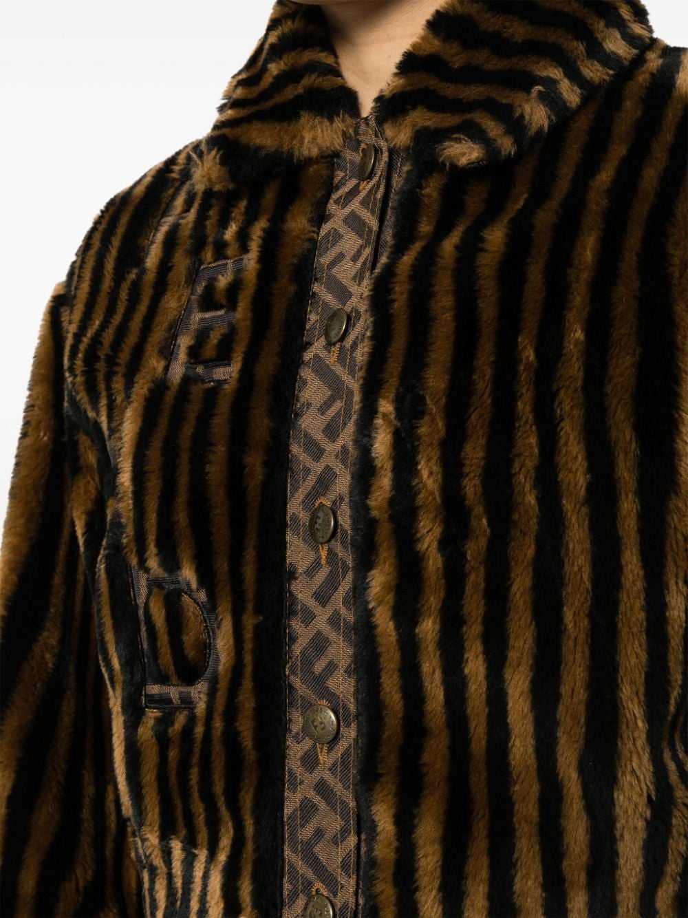 Fendi Pre-Owned Pequin-striped faux-fur jacket - … - image 5