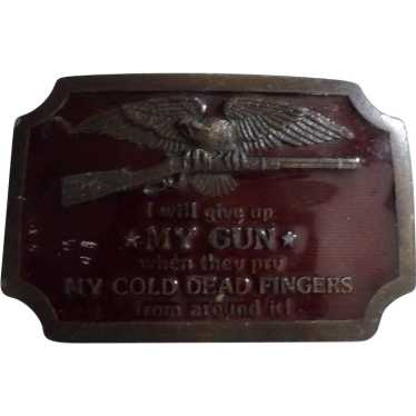 Vintage 1977 Indiana Metal Craft Brass Belt Buckle - image 1