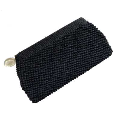 REDUCED 1940's Navy Blue Gimp Clutch Purse With I… - image 1