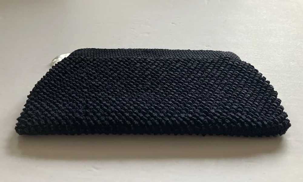 REDUCED 1940's Navy Blue Gimp Clutch Purse With I… - image 2