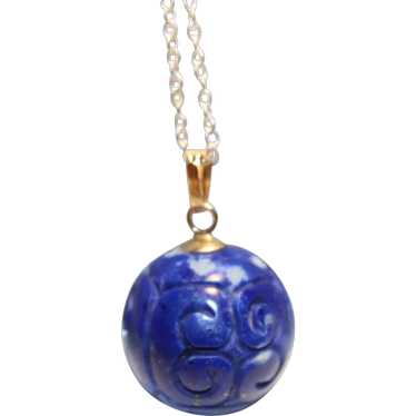 Lapis Lazuli Carved Extra Large Pendant - image 1