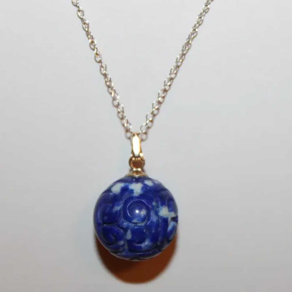 Lapis Lazuli Carved Extra Large Pendant - image 2