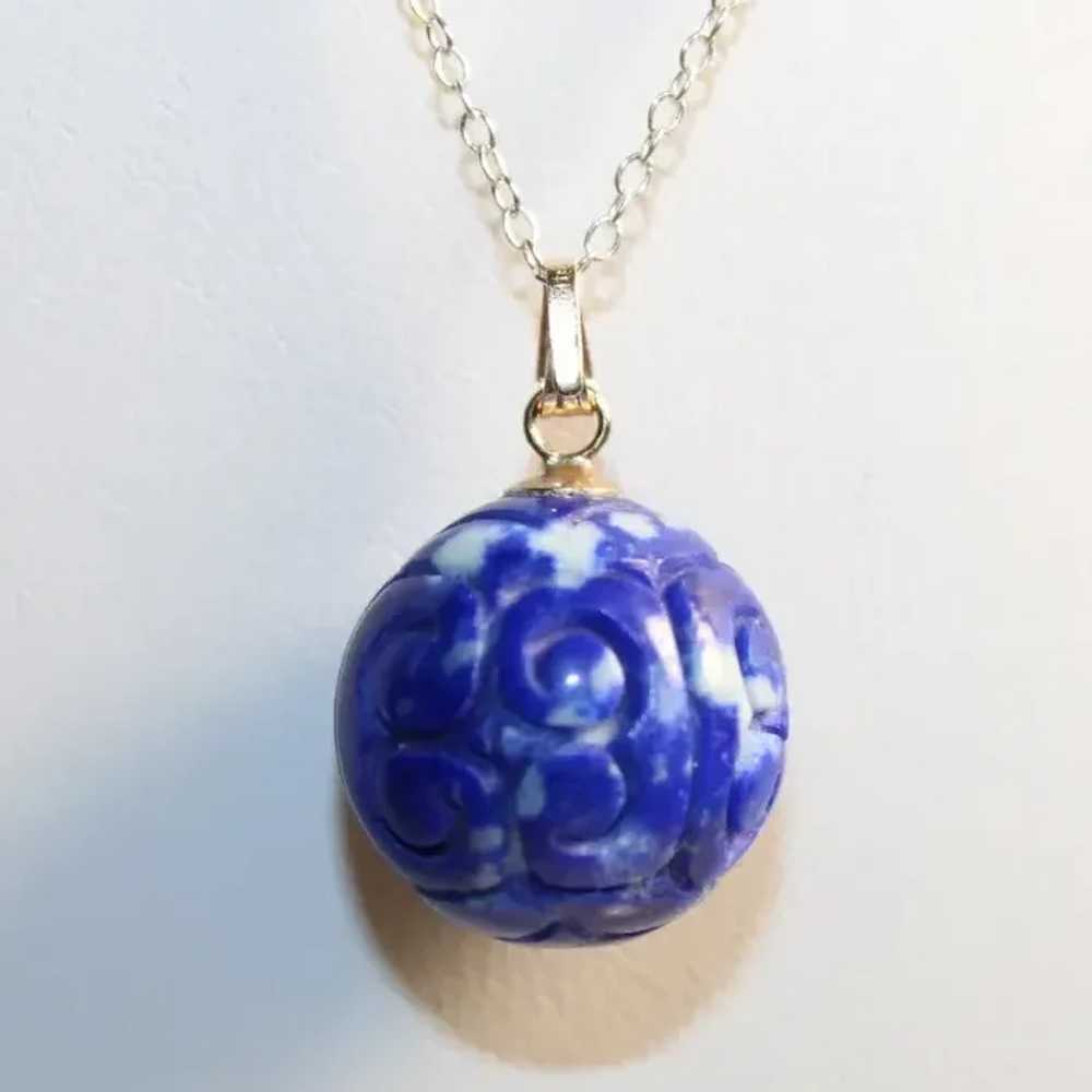 Lapis Lazuli Carved Extra Large Pendant - image 4