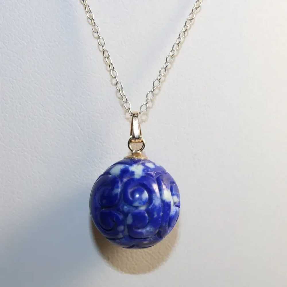 Lapis Lazuli Carved Extra Large Pendant - image 5